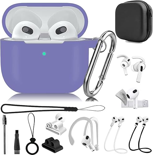 Juego de accesorios de funda 14 en 1 para AirPods de 3 generación, kit de silicona para AirPods 3 2021, funda protectora para AirPods Gen 3 de 3