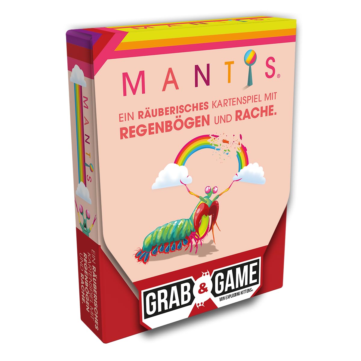 Exploding Kittens, Mantis: Grab & Game, Party Game, Card Game, 2-4 Players, from 7+ Years, 10 Minutes, German