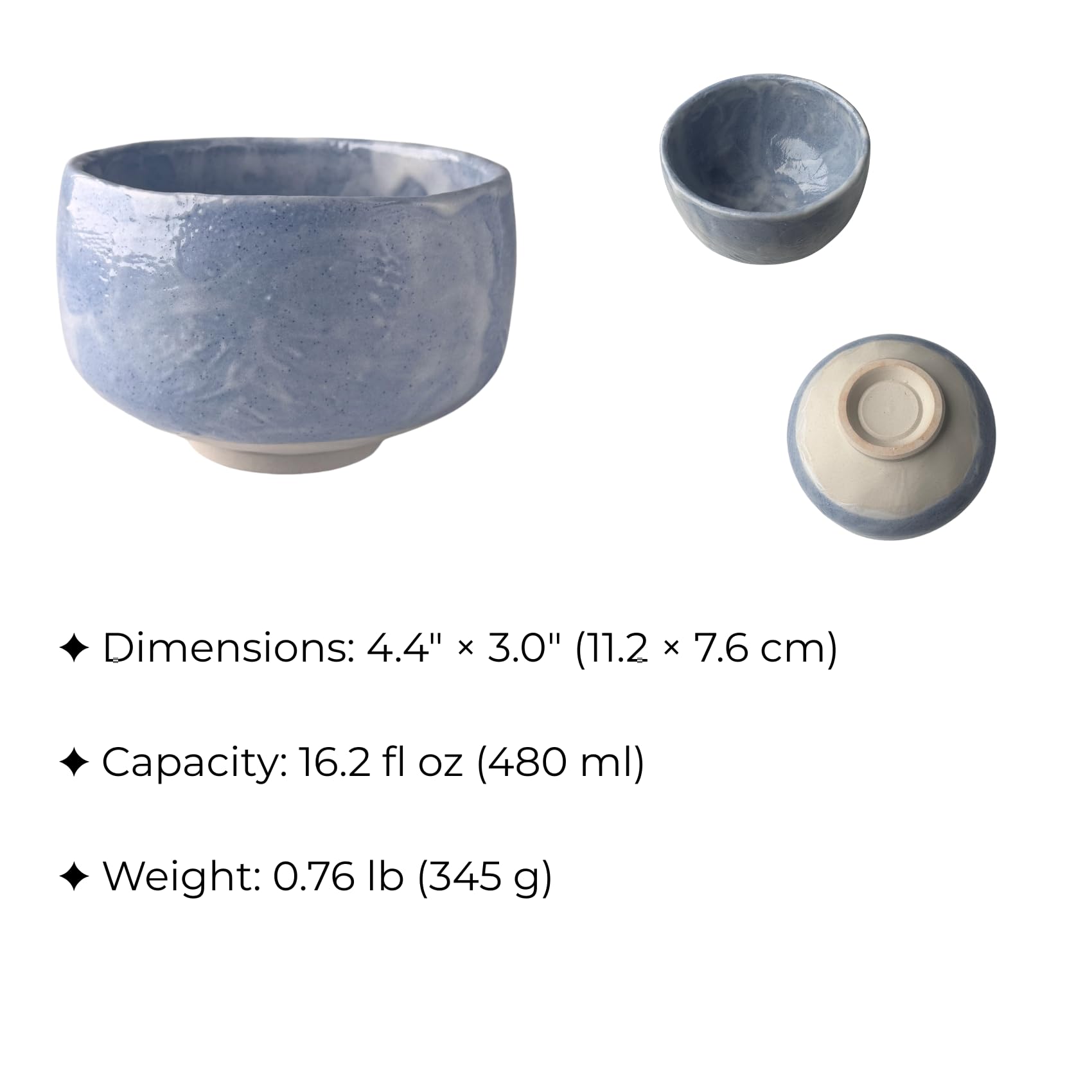 Bol à matcha Ao Shino « Tataki » (Chawan) – 479,1 ml – Grès | Mino Ware, fabriqué au Japon