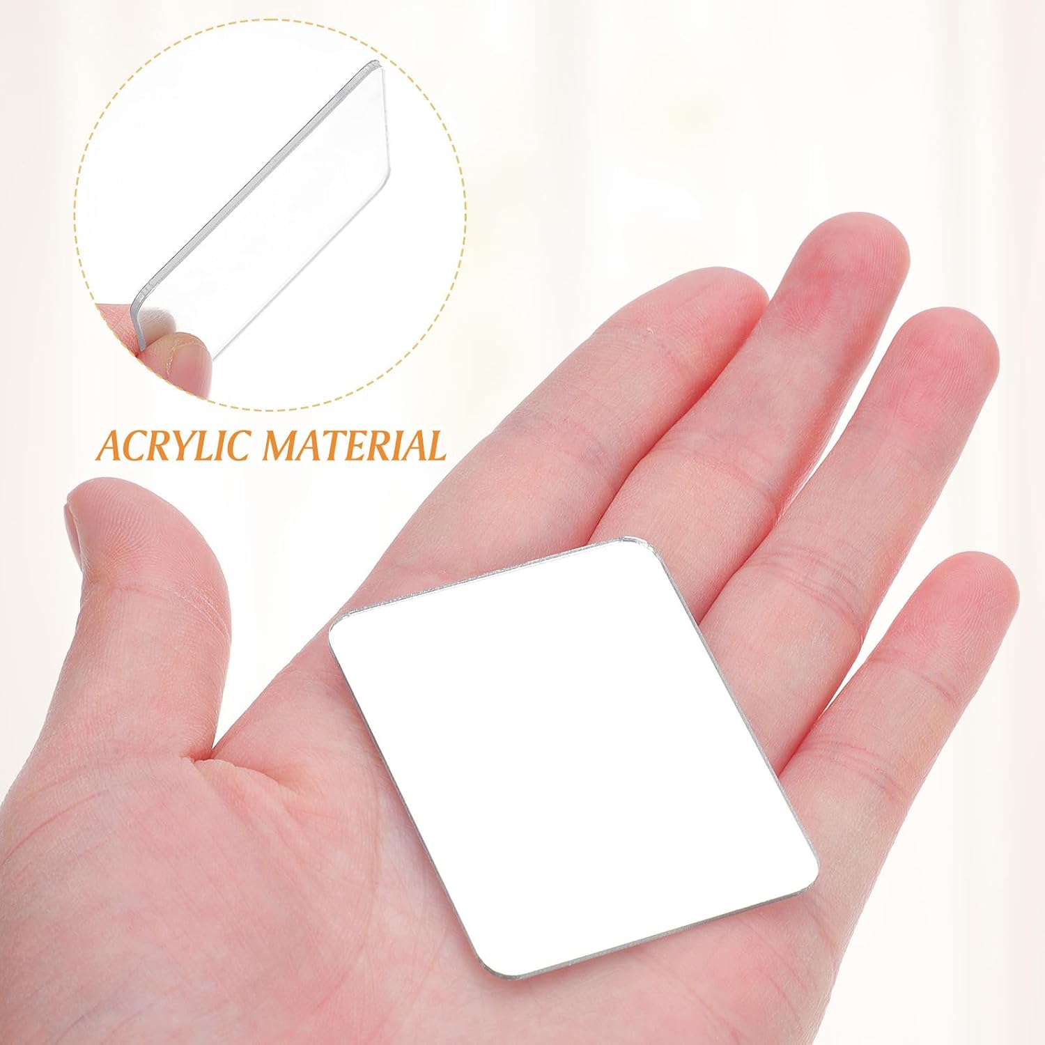8pcs Mirror Phone Sticker: Self Adhesive Mirror for Phone Case, Acrylic Makeup Decal Smartphone Charm Sheets Tiles 2" x 1.5"