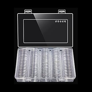 MUDOR 27 mm Coin Capsules, 100 Pieces Coin Holder with Case, Coin Storage Case Box for Coin Collection, Coin Collection Supplies fit Small Dollar Coins