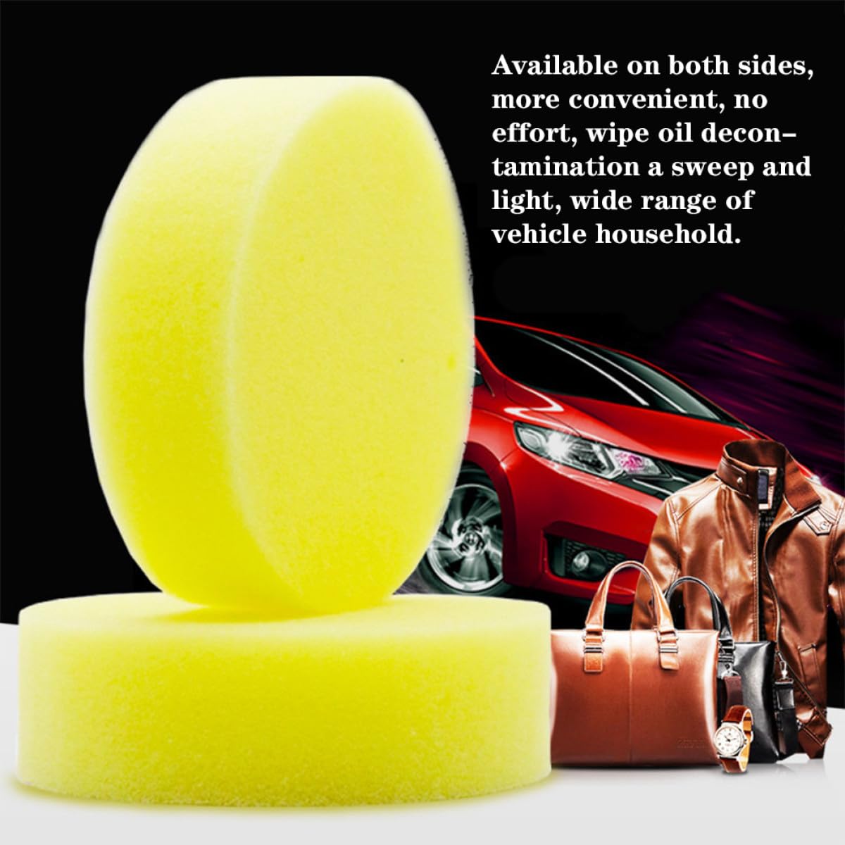 ULTECHNOVO 4 Éponges de Nettoyage en Mousse Jaune, Éponges à Polir Cirer pour Voiture et Chaussures, Coussinets Absorbants Réutilisables pour Lavage Auto et Entretien Intérieur