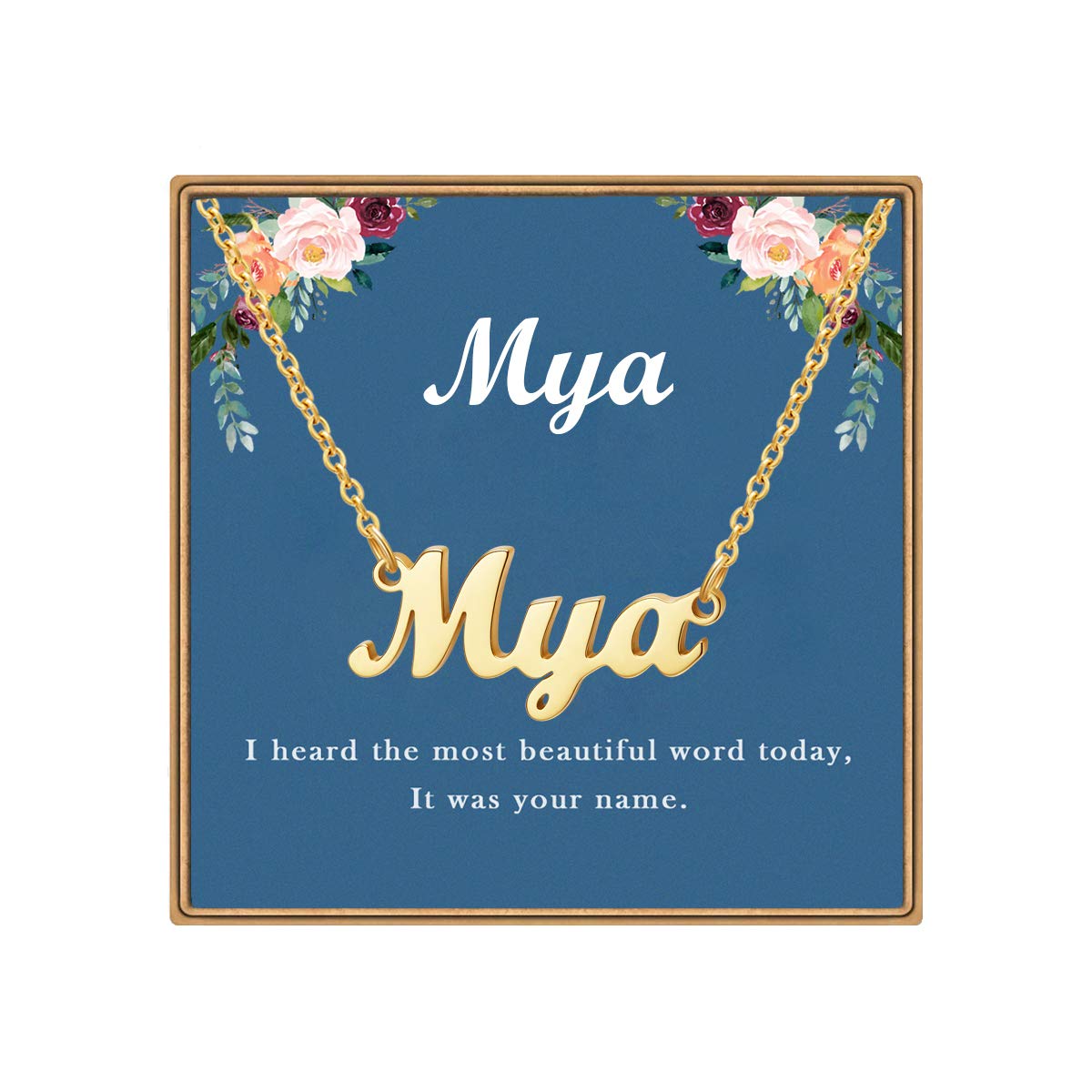 LdurianCustom Name Necklace, Personalized Name Plate Pendant Necklace Pre Gifts, Charm Pre-made Jewelry for Mom Mama Birthday Anniversary