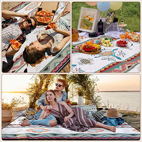 LARUTAN Outdoor Picknickdecke Boho, 200x200cm Stranddecke Sandfrei, Tragbare Waschbar Strandunterlage Picknickdecke für Trocken Strand, BBQ, Picknick, Wandern, Reisen Campingdecke Grün