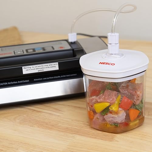 Miniatura 3 de NESCO Juego de recipientes al vacío de 3 piezas, recipientes de almacenamiento de alimentos sin BPA con tapas, para marinar, preparar comidas,
