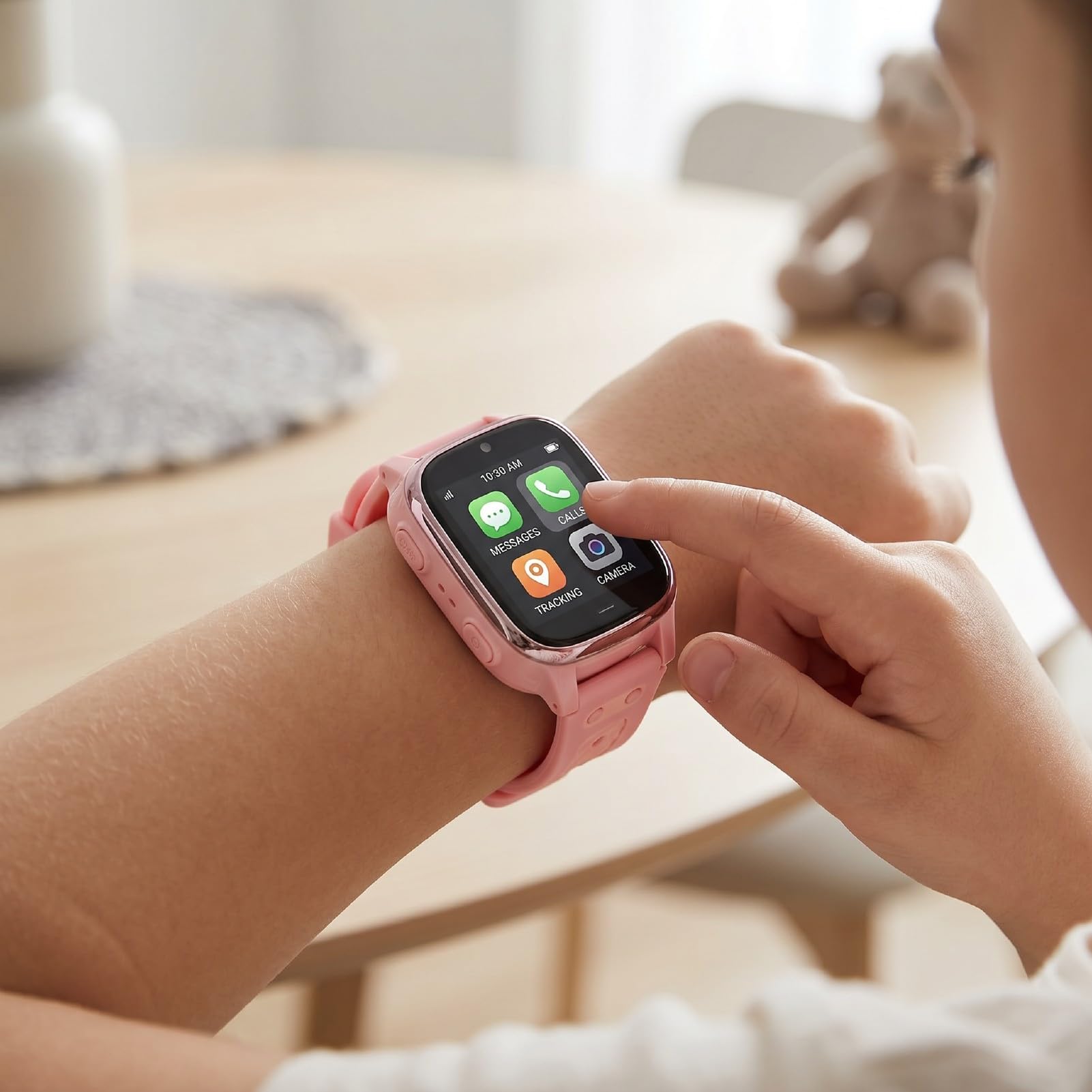 Tosuny Smartwatch per Bambini 4G LTE con Posizione LBS e Fotocamera da 8 MP (PINK) | Chiamate video e vocali, allarme SOS, touch screen da 1,83", controllo genitori, modalità aula, resistente all'acqua IPX7