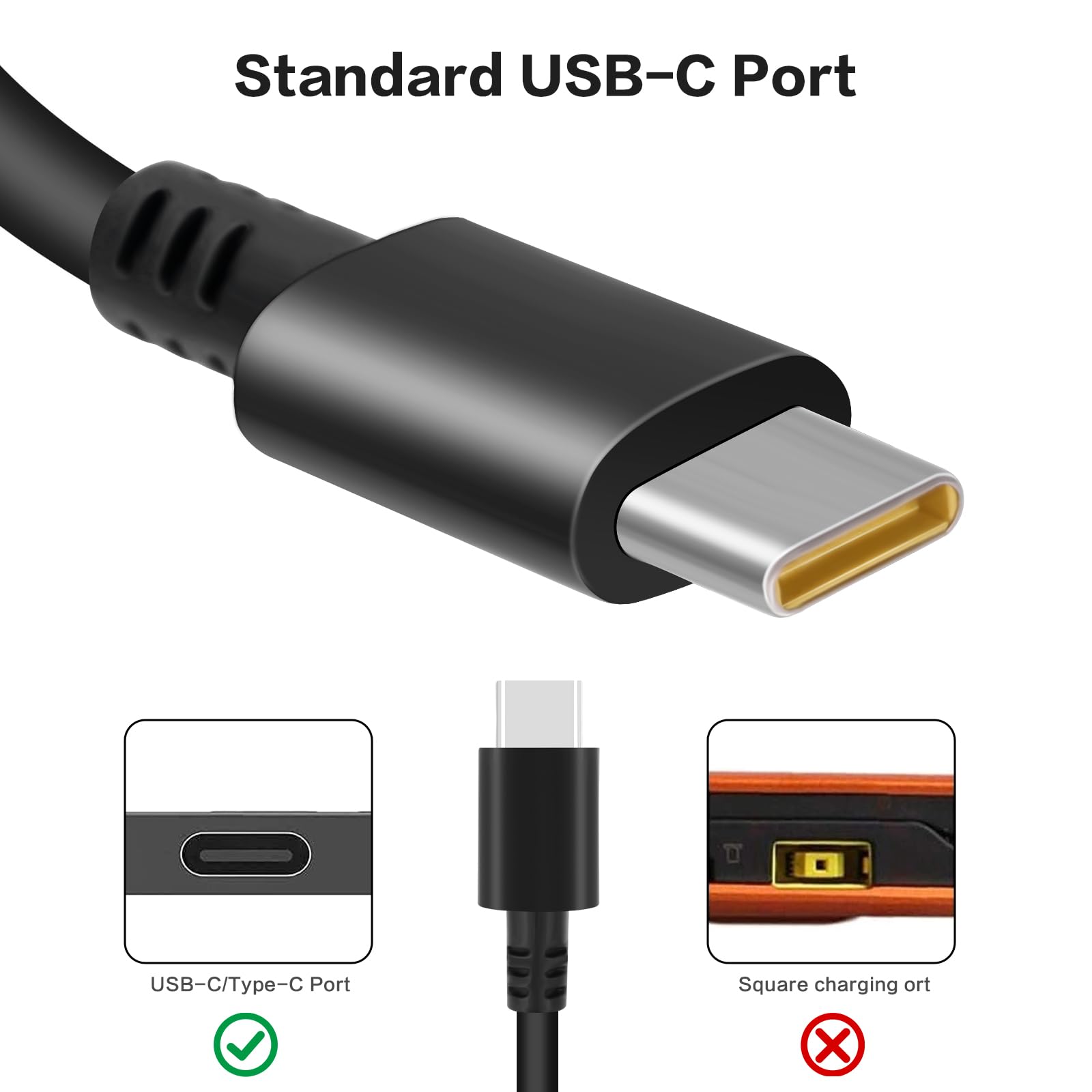 65W Lenovo Ladekabel Laptop 65W USB C Laptop Ladegerät Ersatz für Lenovo Thinkpad/Yoga/Chromebook, ADLX65YDC2A Ladegerät
