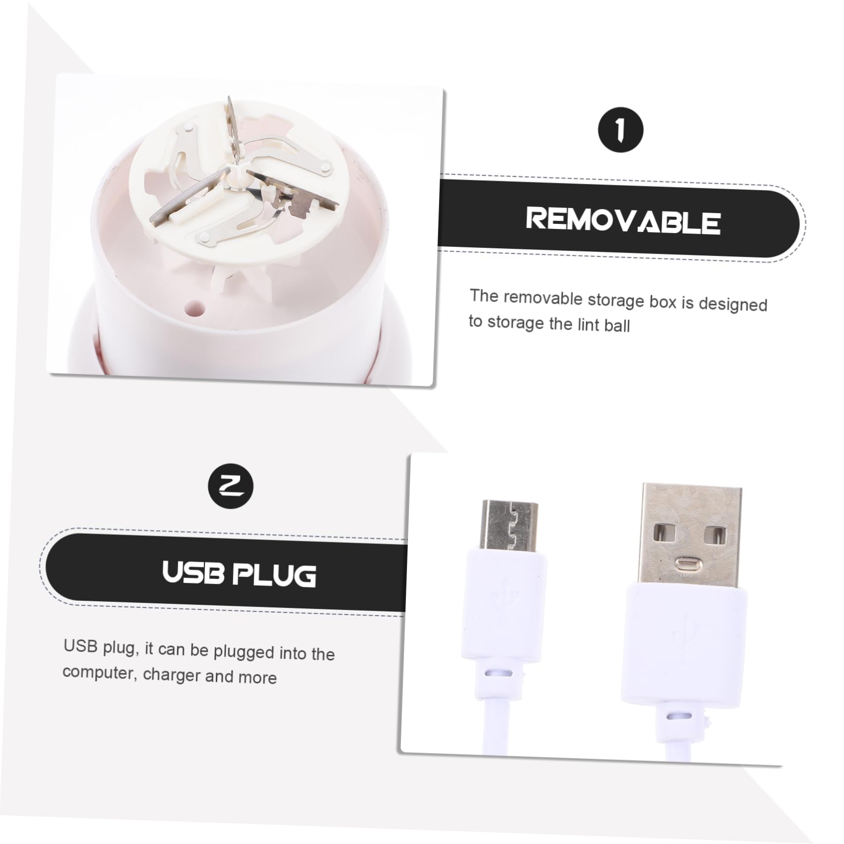 BESTYASH 2 Stck. Elektrischer Fusselentferner USB Wiederaufladbar Leicht Tragbar mit Abnehmbarem Auffangbehälter Handheld Design für Kleidung und Stoffe