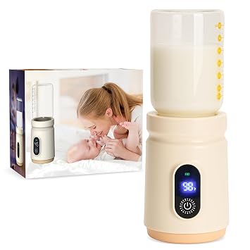 ITEFDTUTNE 9000mAh Portable Bottle Warmer with Fast Heating, Baby Bottle Warmer for Breastmilk with Glass Bottle, Leak-Proof Travel Bottle Warmer, Safety Milk Warmer for Baby, 4 Temperature Settings