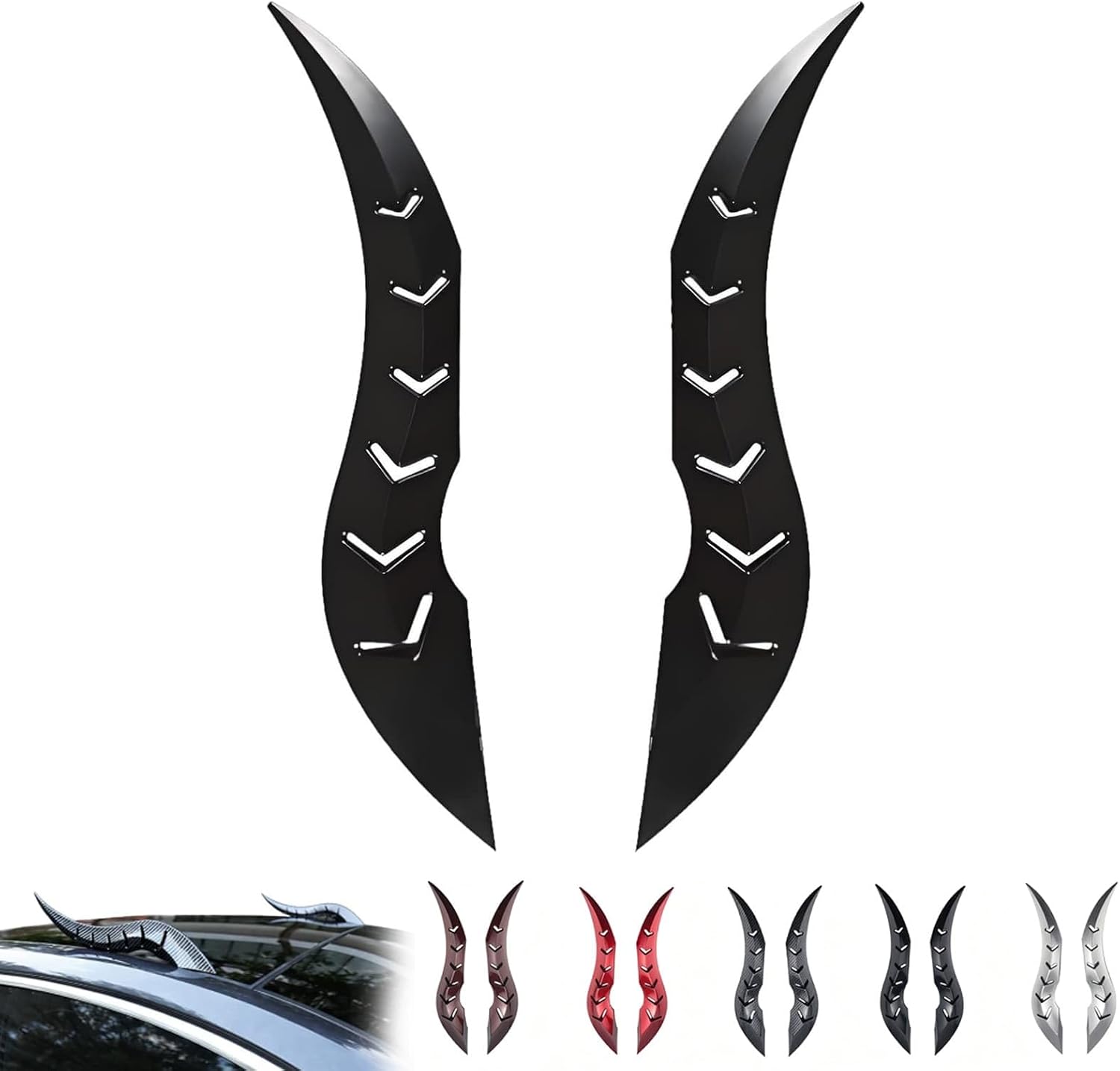 3D Dragon Horns for Car Roof Decor, Universal Devil Horns Auto Exterior Accessories, Easy No-Drill Installation for SUV, Sedan, Hatchback (Black)