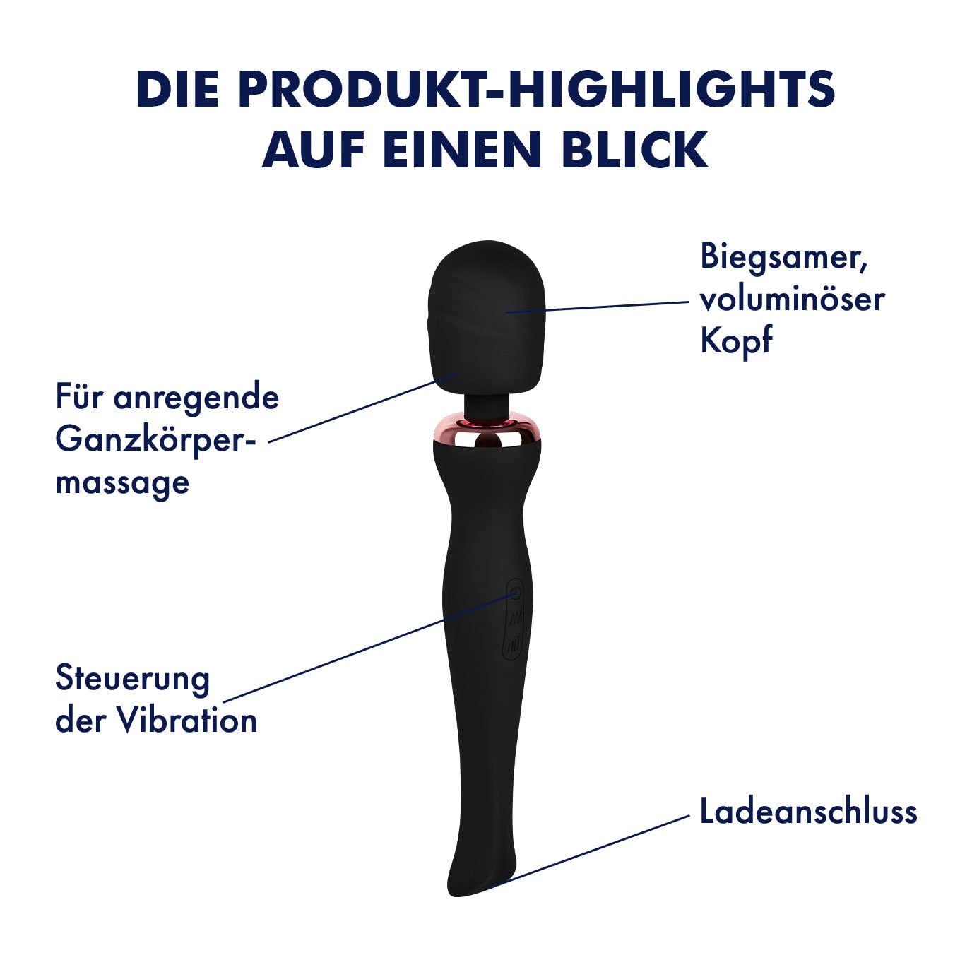 EIS Massagestab mit 20 Vibrations-Modi | Massage-Stick Stark & Leise | Elektronische Körpermassage für Frauen & Männer | Kleines Ganzkörper Massagegerät | Massagestift aus wasserdichtem Silikon