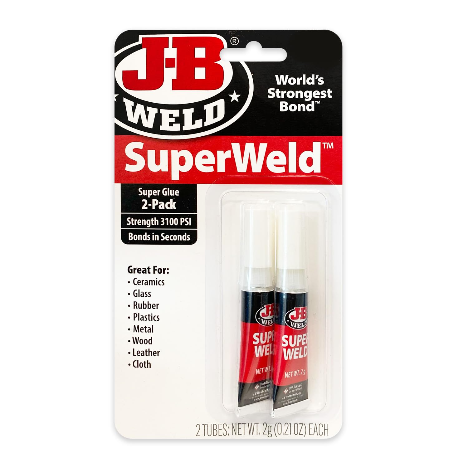 J-B Weld 33102 SuperWeld Glue - 2g Super Glue Tubes, (4 Tubes)
