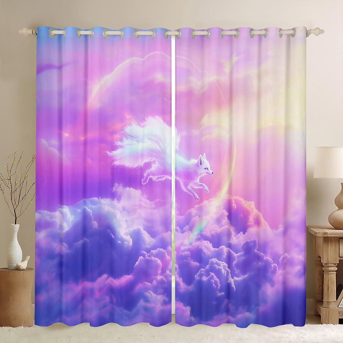Rideaux de fenêtre romantiques White Fox contre la lumière vive des enfants