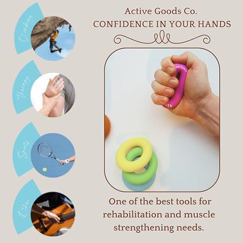 Miniatura 4 de ActiveGoodsCo - Ejercitador de manos y antebrazos - Anillo único o juego, resistencia 10-120 libras, diámetro 2.5-3,5 pulgadas. Visita para ver más
