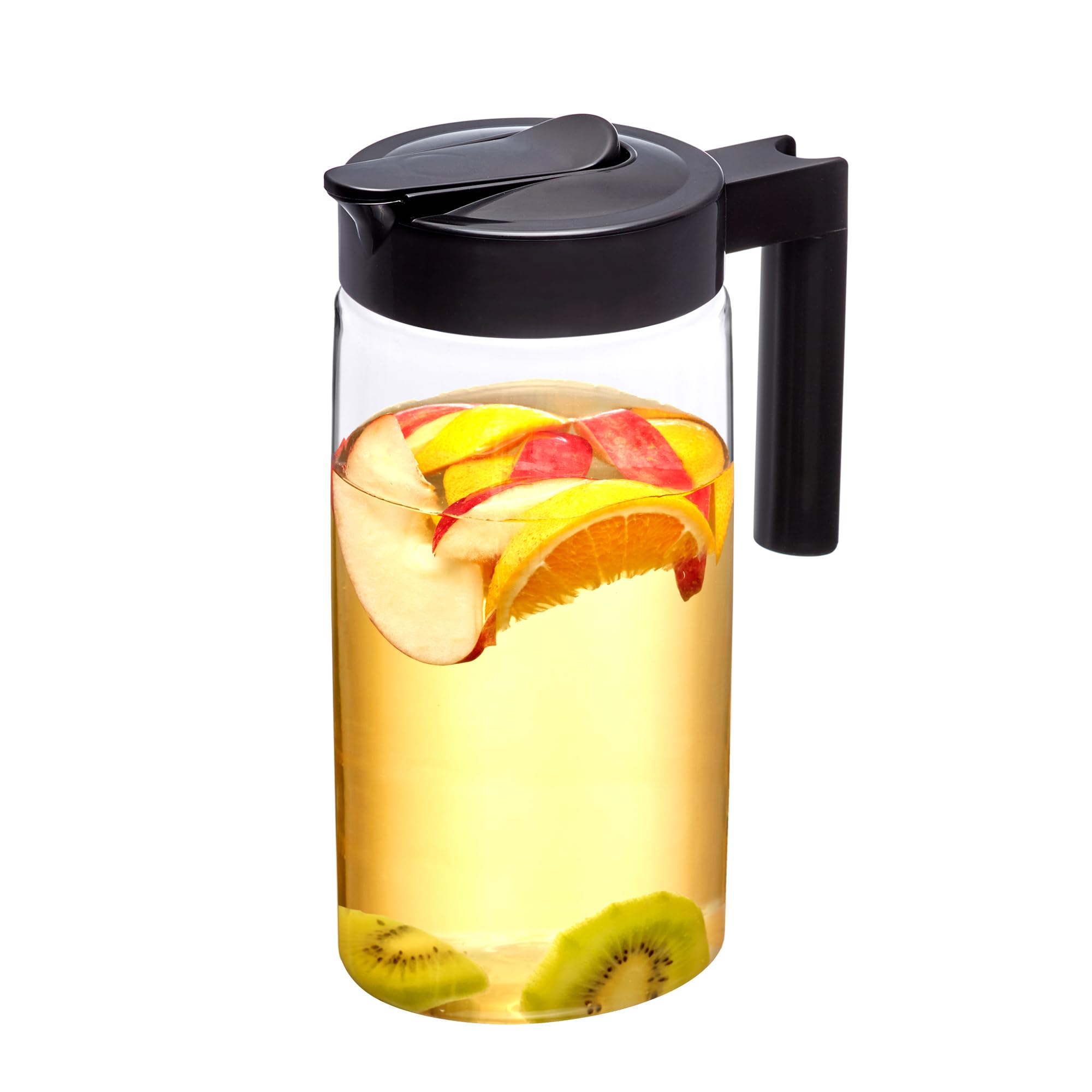 Amazing Abby - Skinny - Tritan Pitcher (48 oz), Unbreakable Plastic Water Pitcher with Lid, BPA-Free, Heat-Resistant, Dishwasher-Safe, Great for Both Iced and Hot Drinks, Indoors and Outdoors, Black