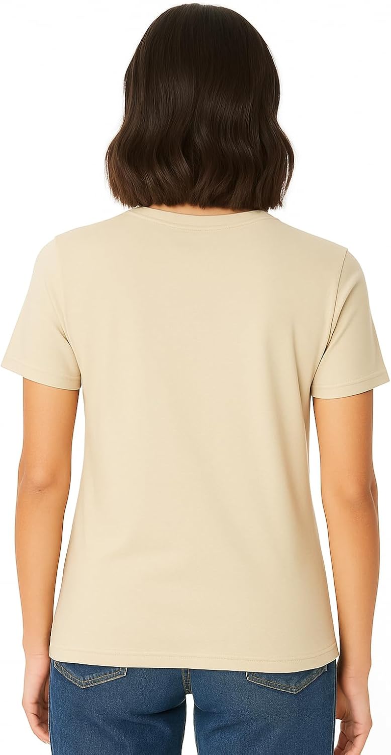 Women's 100% Cotton Crew Neck T-Shirt Classic Fit Plain Breathable & Soft Short Sleeve Tee | Pack of 1 - Image 2