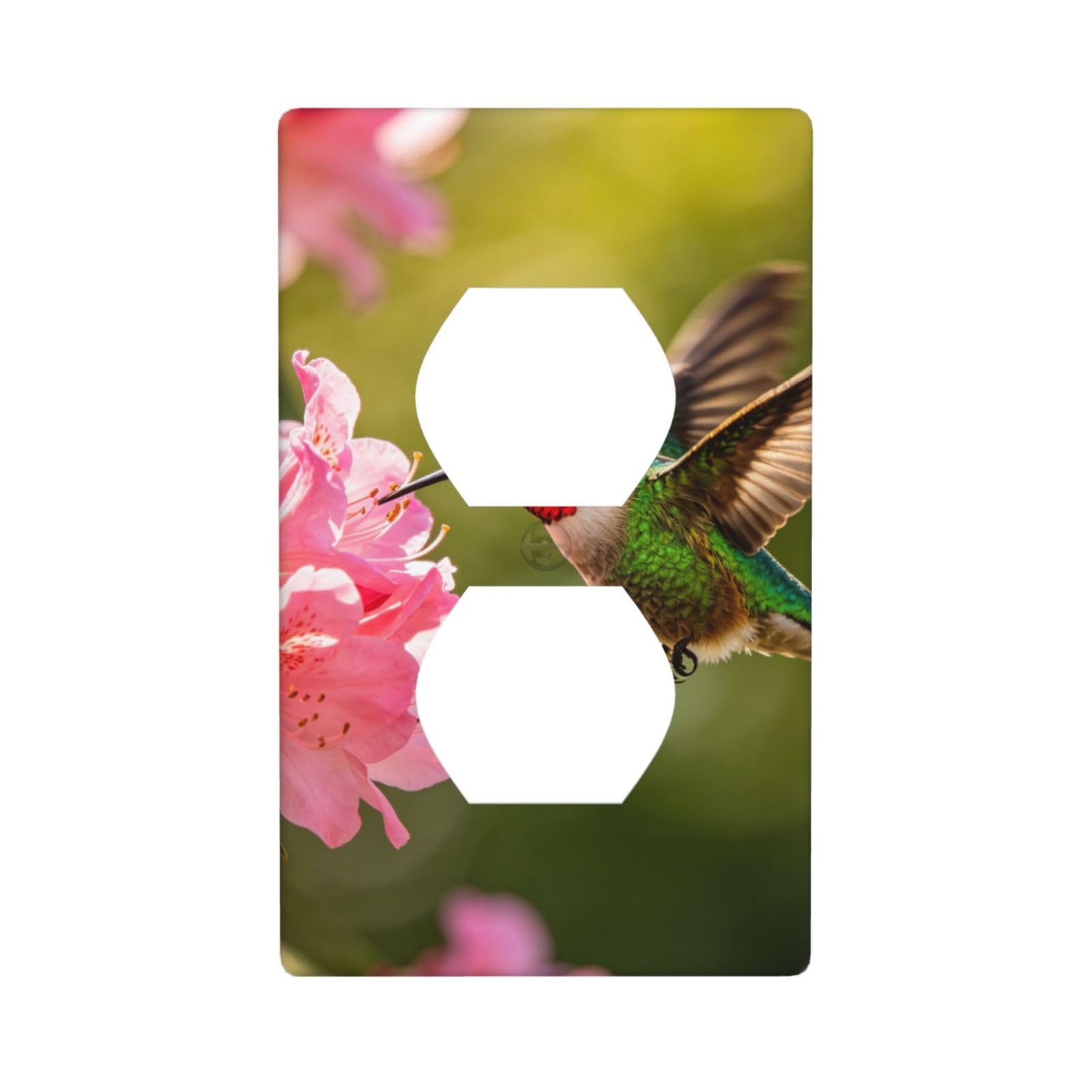 Cntdbu White Green Hummingbird Unbreakable Polycarbonate Switch Plate-1 Gang Screwless Wall Plate For Home Office