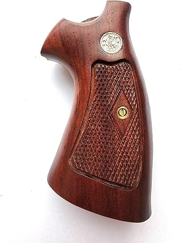 Miniatura 7 de BMPLxx Empuñaduras de madera dura compatibles con reemplazo para Smith y Wesson S&W K, marco redondo, revólver, a cuadros, MP, nueva artesanía hecha