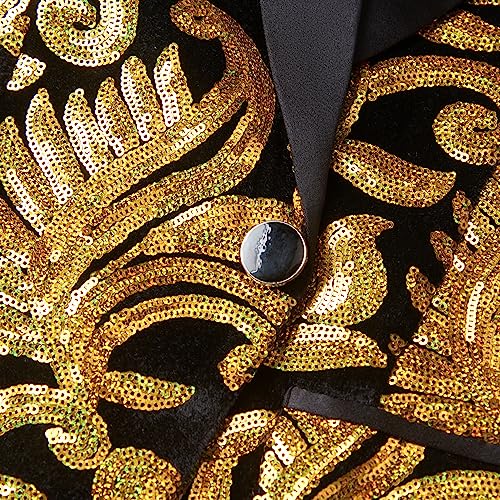 Men Black Sequin Shiny Prom Suit Jacket Slim Fit Sport Coats and Blazers3