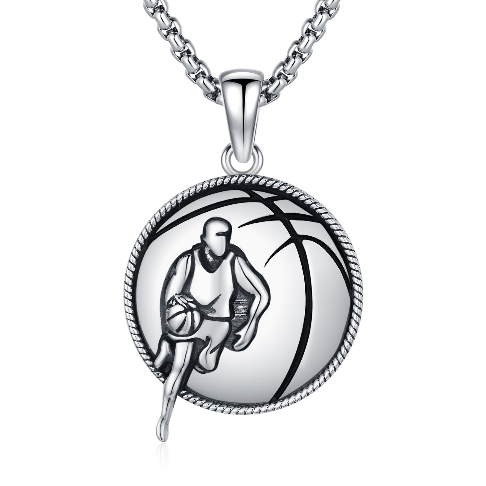 Cross/Basketball/Templar/Mountain Necklace 925 Sterling Silver Pendant for Men Christmas Anniversary Birthday Jewellery Gift for Son Husband Brother