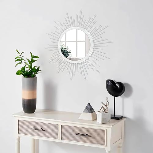 Miniatura 5 de HLFMVWE Espejo de pared Sunburst con radios para el hogar, espejo de arte de pared clásico de metal moderno, espejo colgante moderno, decoración de