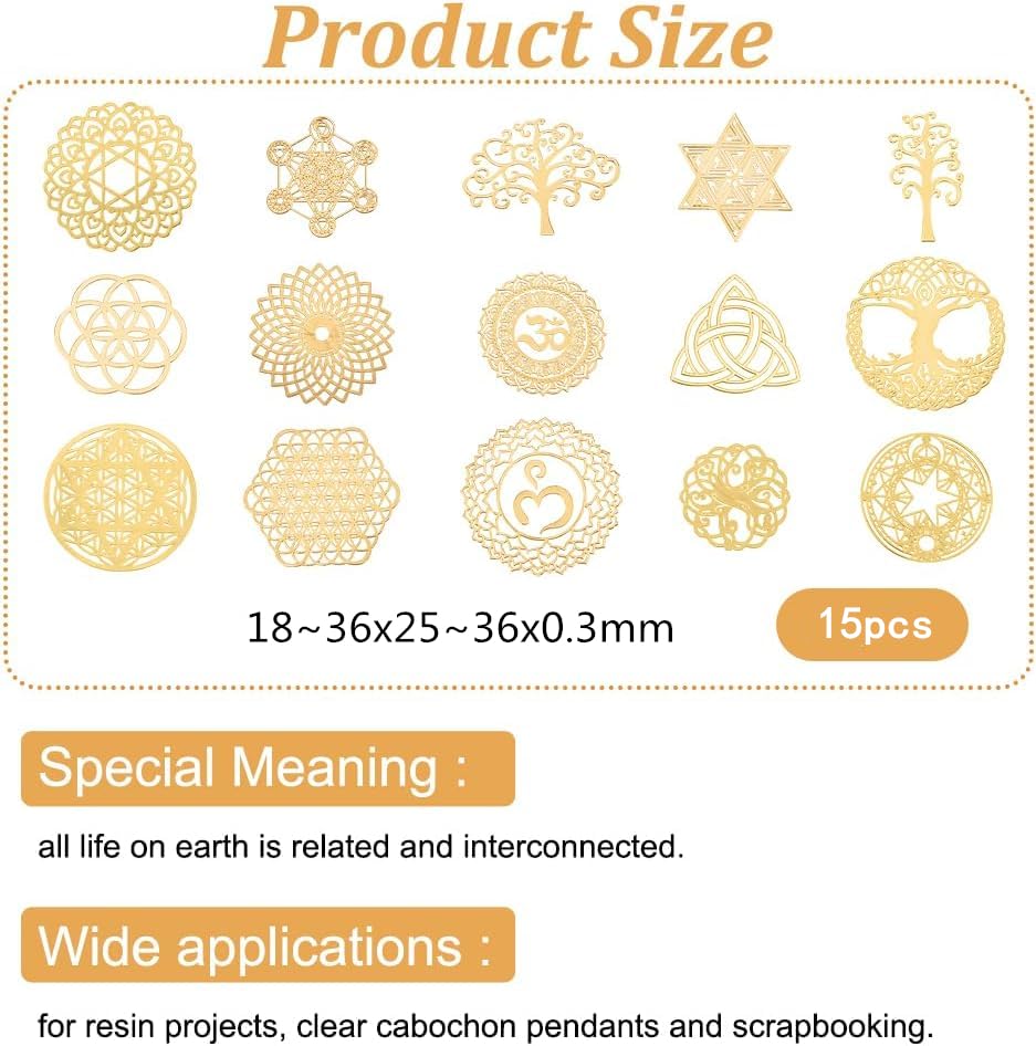 9 Adesivi In Acciaio Inox Dorato OLYCRAFT – Simboli Di Geometria Sacra E Rune Energetiche, Per Decorazione E Fai-da-te
