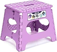 Vista 41 de Delxo Taburete plegable de 9 pulgadas en negro, taburetes plegables para niños, taburete plegable portátil con asa, taburete plegable para cocina