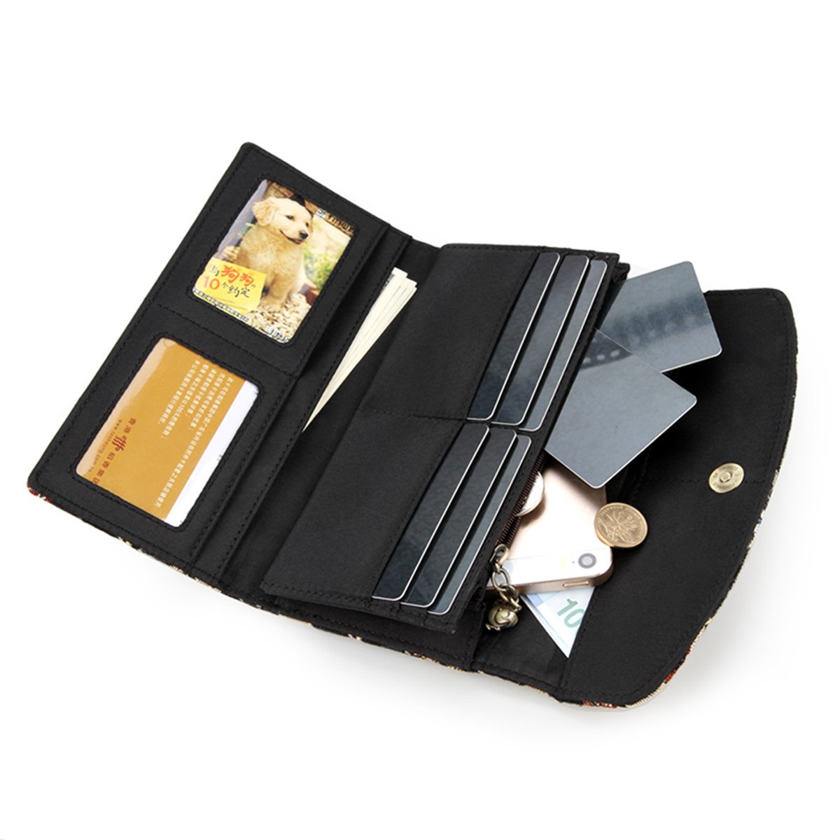 Daka Bear Jazz Bear Black Zipper Flip Wallet Clutch Bag Card Purse