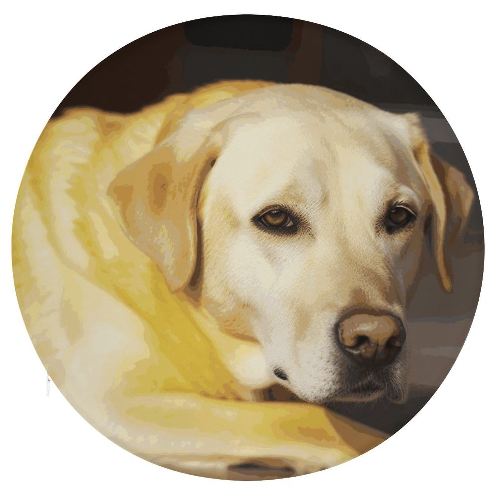 JTREHY Yellow Dog Cushion Soft Breathable Round Cushions Multi-Functional with Zipper Floor Pillows Cushion for Various Indoor Occasions Chair Pad