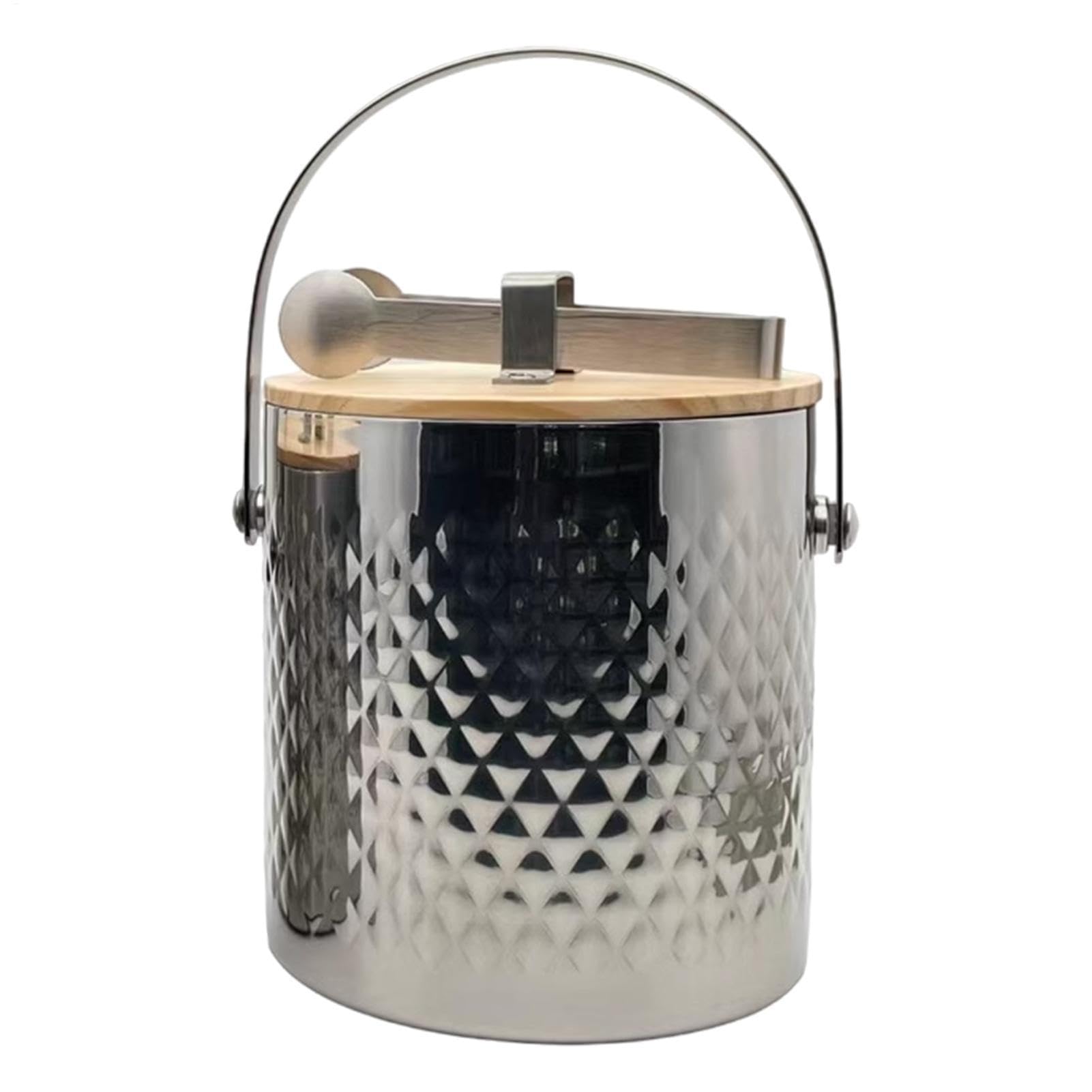 Cubitera para Bar,Cubitera para Hielo | de Acero Inoxidable con asa | Keep Ice Home Party Cubo de Hielo con Pinzas para cócteles, Vino, champán, Whisky