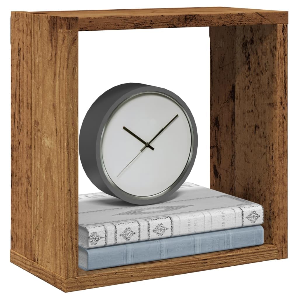 SYDE Mensole a cubo da parete, 6 pezzi, in legno invecchiato, 30 x 15 x 30 cm | Legno di ingegneria resistente, montaggio a parete, salvaspazio, facile da pulire, per soggiorno e camera da letto