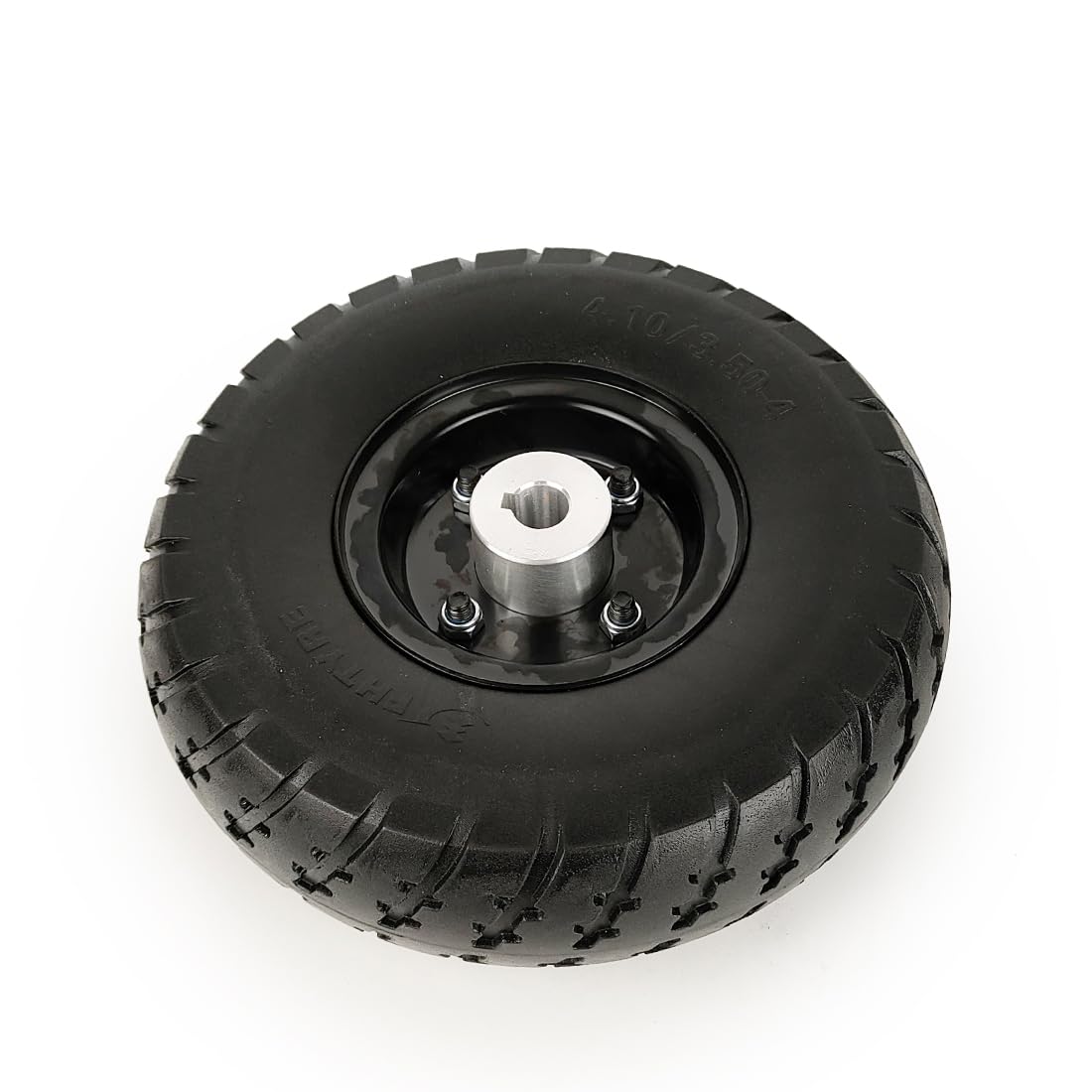 L-faster Rueda sólida de 10 Pulgadas, neumático sin Aire 4.10/3.50-4, Agujero de Eje de 17 mm, Cubo con Ranura en U de 6 mm para Kit de Motor de Carro de Mano