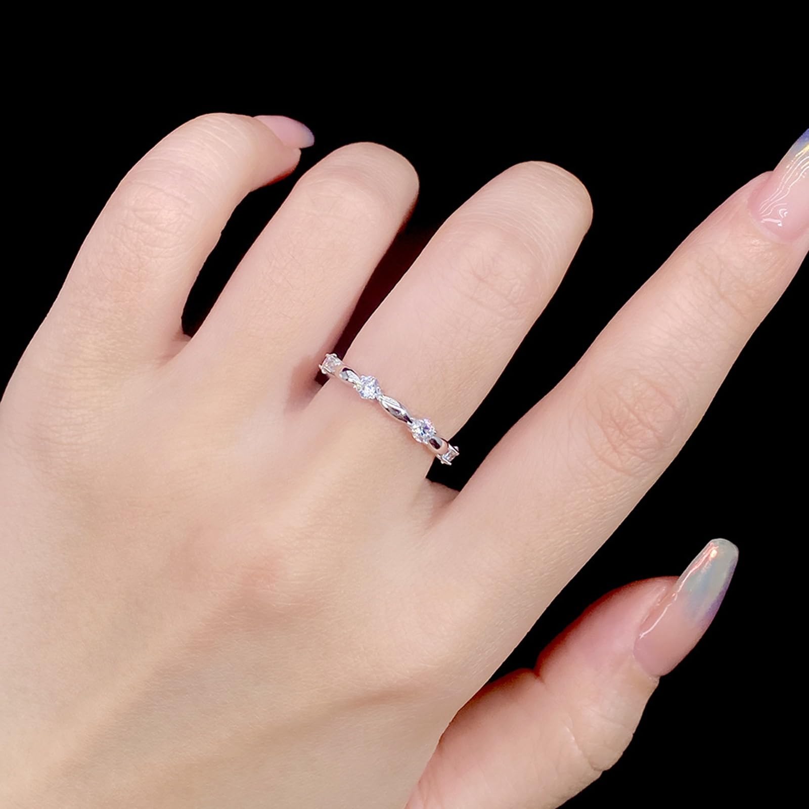9K/14K/18K białe złoto/platyna 950 pierścionek damski, 3 x 3 mm, syntetyczny diament biały