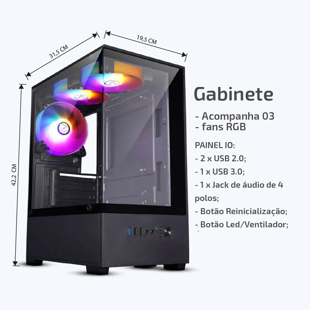 PC Gamer ITX Arena, Ryzen 5 5500, NVidia GeForce RTX 5060 8GB, Ram