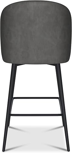 Miniatura 8 de Juego de 3 taburetes de bar de altura de mostrador, taburetes de bar giratorios tapizados con respaldo y patas de metal, asiento de 26 pulgadas de