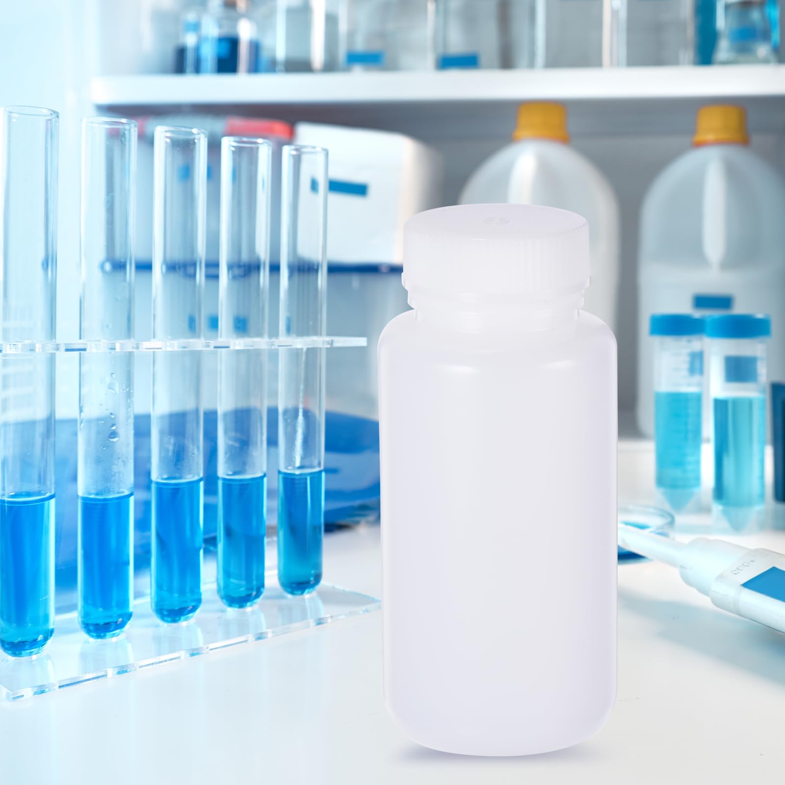 PATIKIL 84 Stück 250ml Reagenzflaschen, HDPE Weitmund Rundflaschen Mit Schraubverschluss Für Labor Wasser Reagenzien Flüssigkeiten Feste Proben Lagerung Dicht, Transparent Weiß