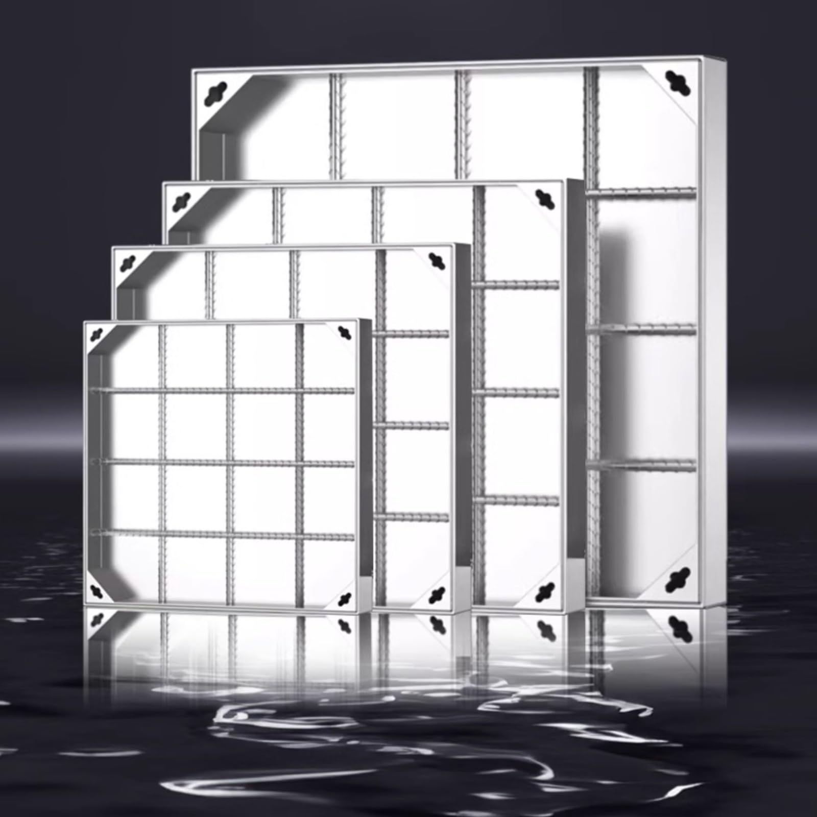 Coperchio e Telaio in Acciaio Inox per pozzetto di ispezione Invisibile, per Prato, Cortile, Fossa settica, vialetto (8 cm, 70x70 cm/27,6x27,6 Pollici)
