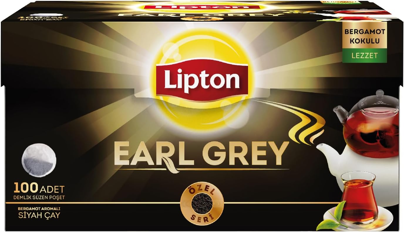 Lipton Earl Grey Demlik Süzen Poşet Bergamot Aramolı Siyah Çay 100'lü Paket