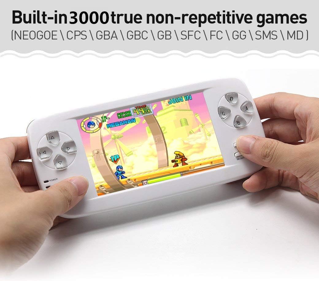 🔥 Hot Deals CZT 16GB Pap kiii 3 Plus 4.3 inch Screen Dual core Handheld Video Game Console Good Workmanship Build in 3000 Game for CPSGBAGBCGBSFCFCMDGGSMS MP3/4 Detachable Lithium Battery (White)