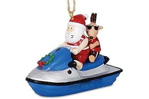 Cape Shore Jolly Santa On Jet Ski with Reindeer Hanging Ornament