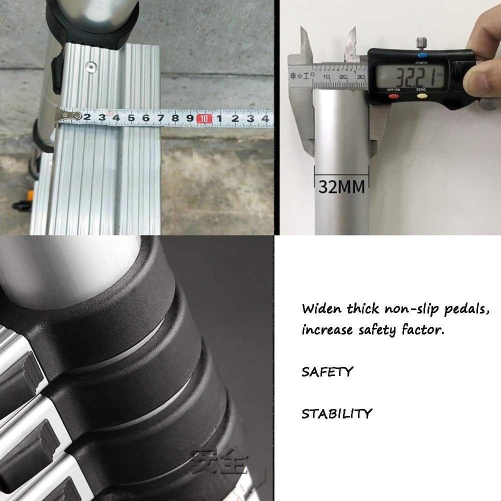 8m Extend and Climb Telescoping Ladder with Slip-Proof Feet, Bottom Rung and Wheels, Multi-Purpose Aluminum Ladder Telescoping, 330 Lb Large Loading Capacity (Size : 26 Foot) : Tools & Home Improvement