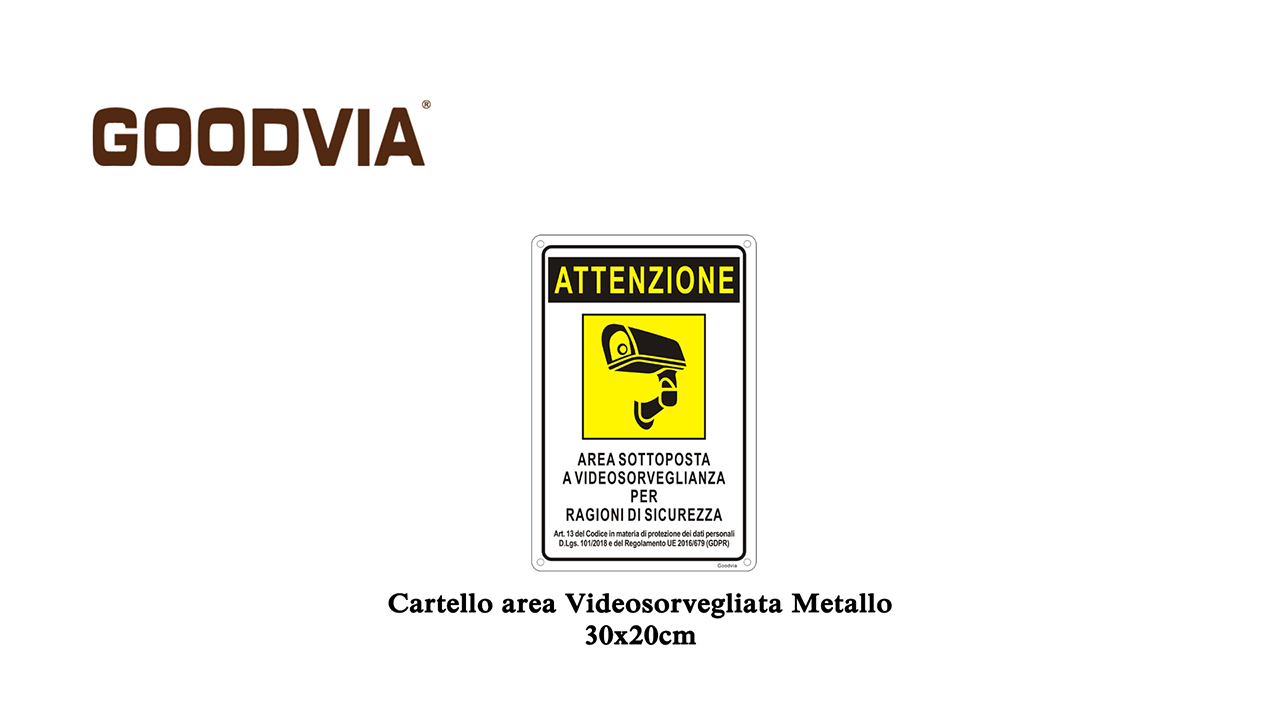 Confezione da 2 cartelli di videosorveglianza con palo da 91