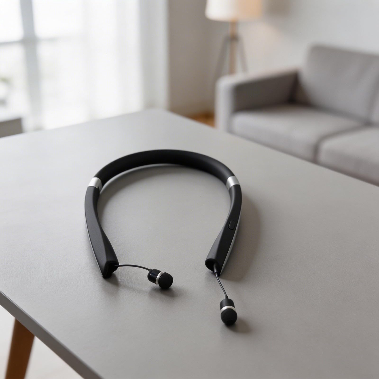 Auricolari sportivi leggeri in ABS con auricolari retrattili (bianco)