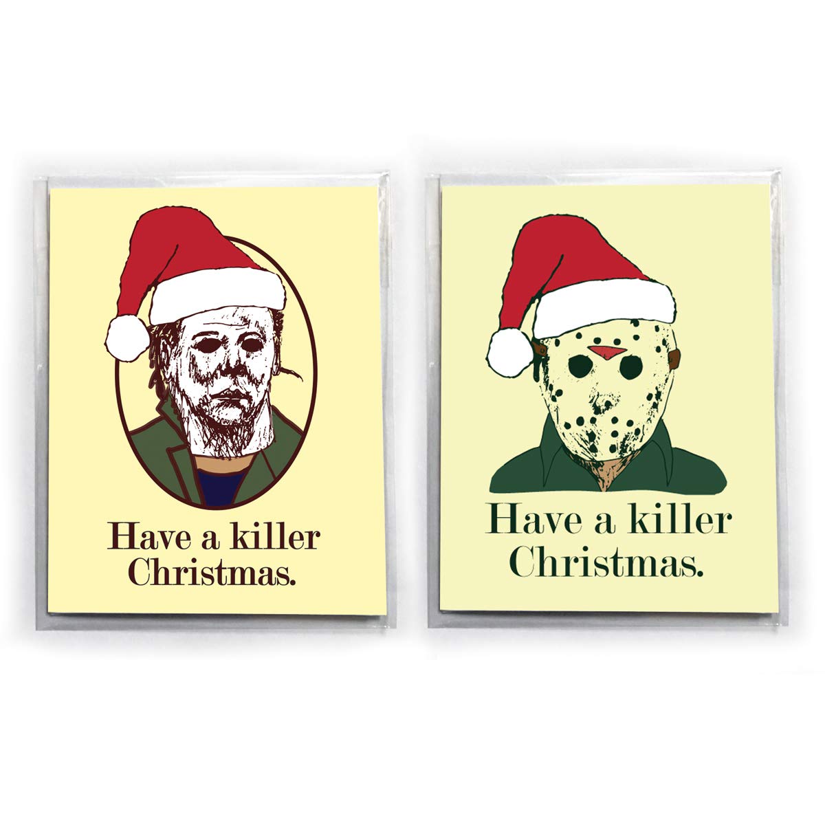 Amazon.com : 2 Pack - Have A Killer Christmas Greeting Cards, Merry  Christmas Slasher Horror Funny : Office Products