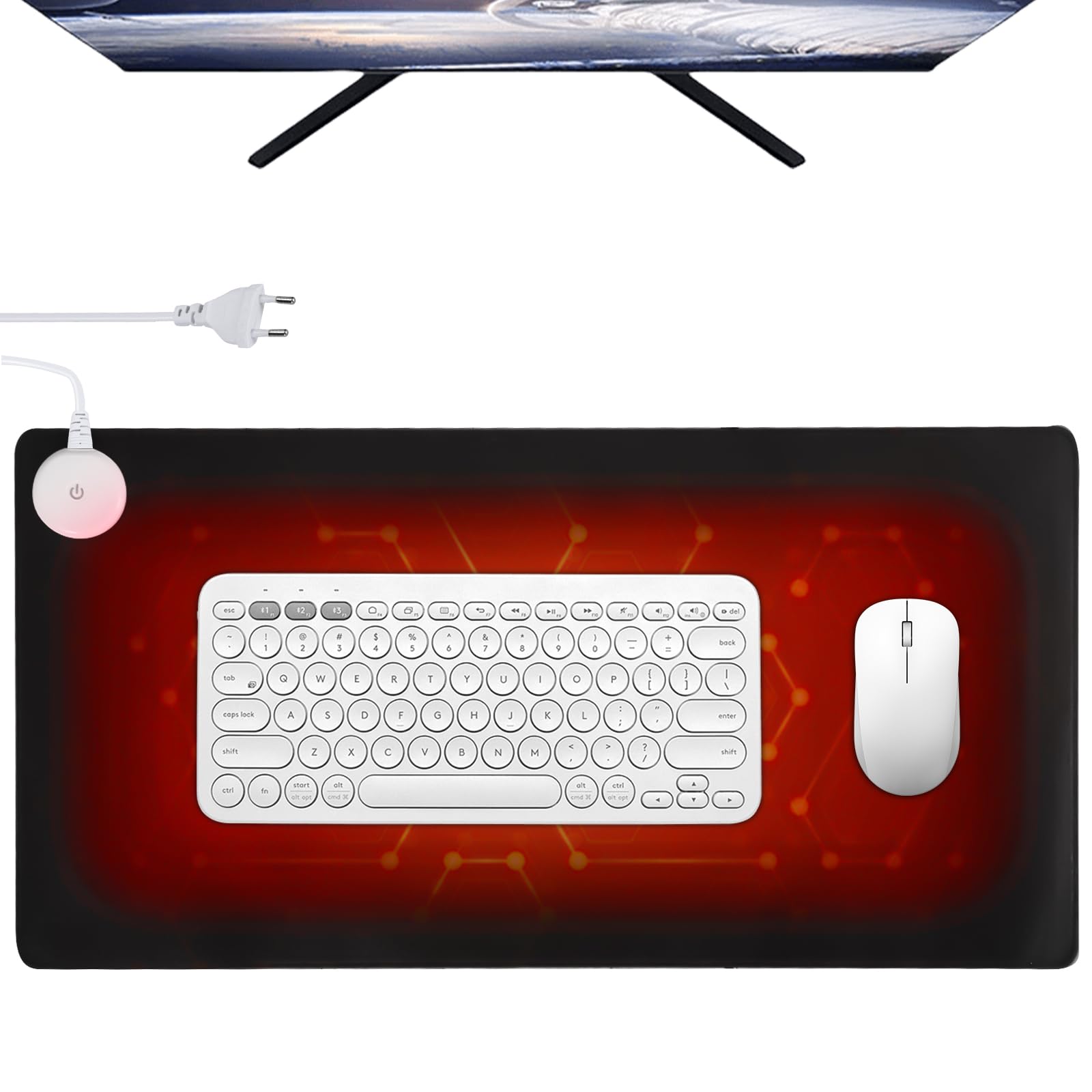 Sous-Main Chauffant 80x33cm - Tapis De Souris Chauffant 3 Niveaux Avec Arrêt Auto 3H - Contrôle Tactile Imperméable Pour Bureau