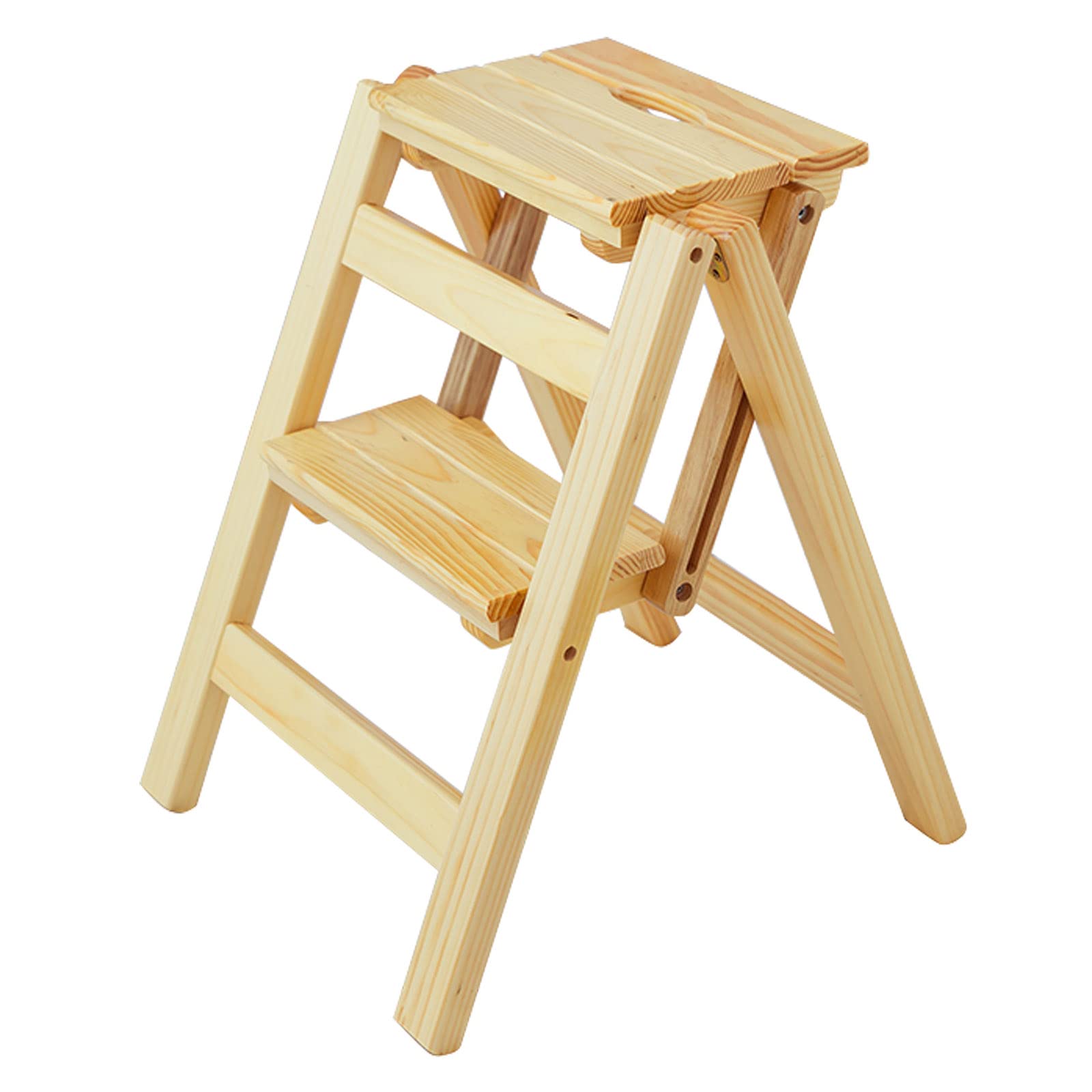 Tabouret d'étape pour enfants tabouret d'échelle en bois massif pliant multifonctionnel Portable 2 Stepladder pour le bureau de garde-manger de la cuisine à la maison avec couverture de pied antidér