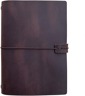 Nachfüllbares Reisetagebuch aus Leder -A5 Reisetagebuch mit gefüttertem Einleger, 8,5 x 5,5 Inch, dunkelbraun