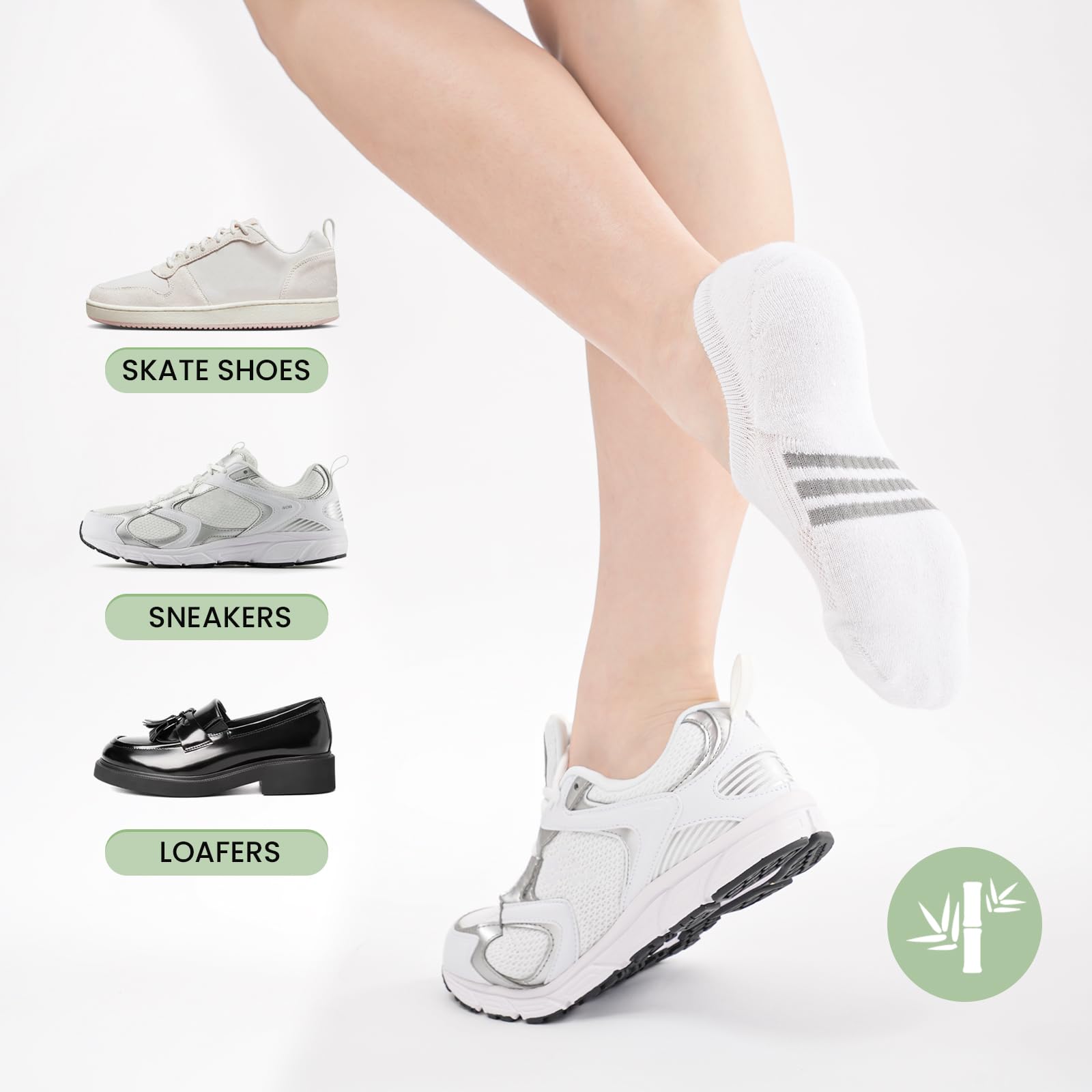 Calcetines Invisibles de Bambú para Mujer, Calcetine Deportivos de Caña Baja y Acolchados, Calcetines Tobilleros Antideslizantes y Absorbentes del Sudor, Tallas 35-38 y 39-42 — view 6