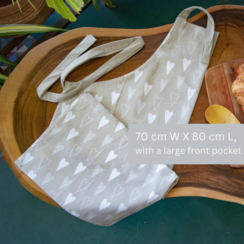 Image of Oak & Lily 100% Cotton Kitchen Apron | Fully washable with large front pocket | European quality | Made for Indian sizes