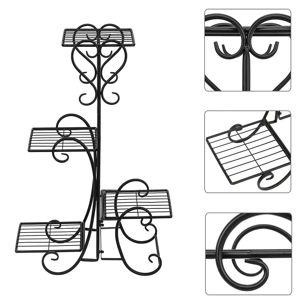 LANTUS - Estantería para planta interior, soporte de exhibición, estante de almacenamiento de metal, puerta de planta interior con 5 estantes, para balcón, salón, 107 x 22 x 57 cm
